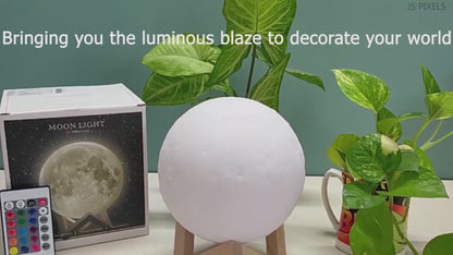 Lámpara Luna 16 Colores Mando Distancia